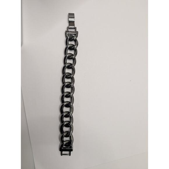 J. Crew Crystal Link Chain Bracelet 7.5in Silver Tone Rhinestones - Picture 4 of 6